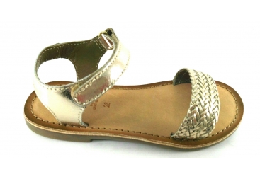 Sandalia piel oro velcro