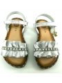 Sandalia piel plata perlas