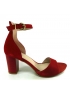 Sandalia talón piel ante rojo