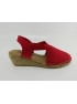 Zapatilla de yute lona piel rojo