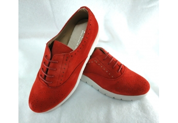 Zapato piel vuelta rojo