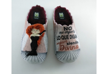 Marpen Zapatilla de casa gris y burdeos