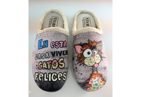 Vivan zapatilla señora invierno gatos