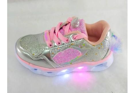 Zapatillas de Niña Unicornio Con Luz Rosa